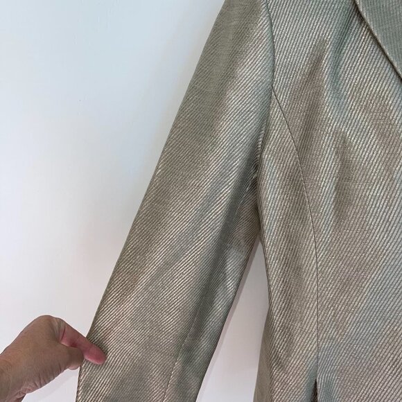 Linda Allard Ellen Tracy Blazer Size 12 Womens Vintage Gold Linen Viscose Cotton - Picture 12 of 15